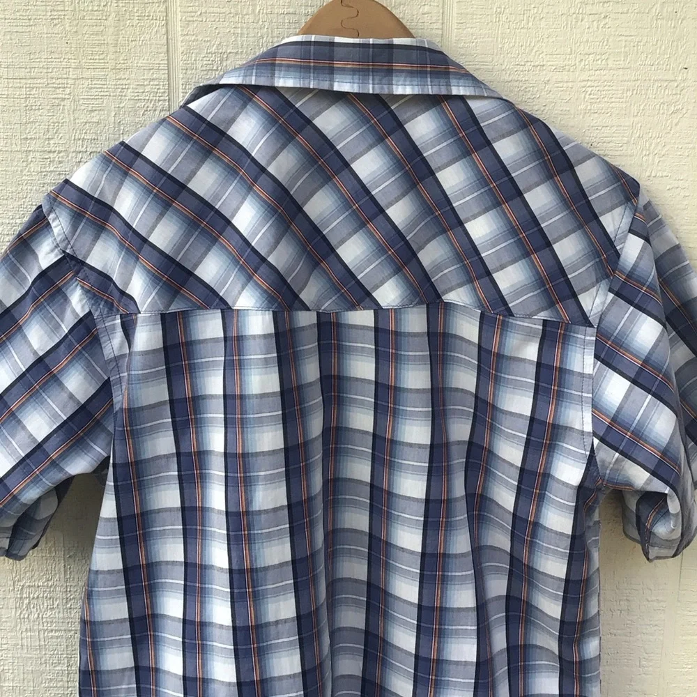 Y2K vintage western style skater vibe short sleeve snap button front Plaid Shirt